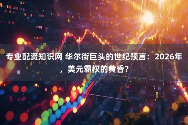 专业配资知识网 华尔街巨头的世纪预言：2026年，美元霸权的黄昏？