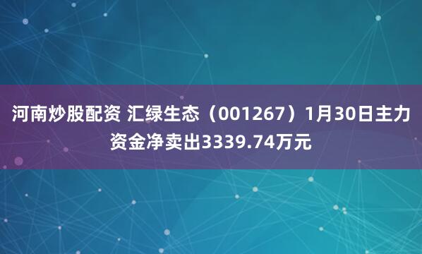 河南炒股配资 汇绿生态（001267）1月30日主力资金净卖出3339.74万元